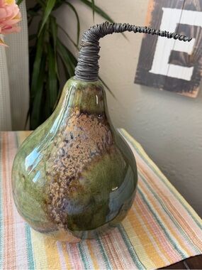 Pier 1 Ceramic Pear in Green and Gold